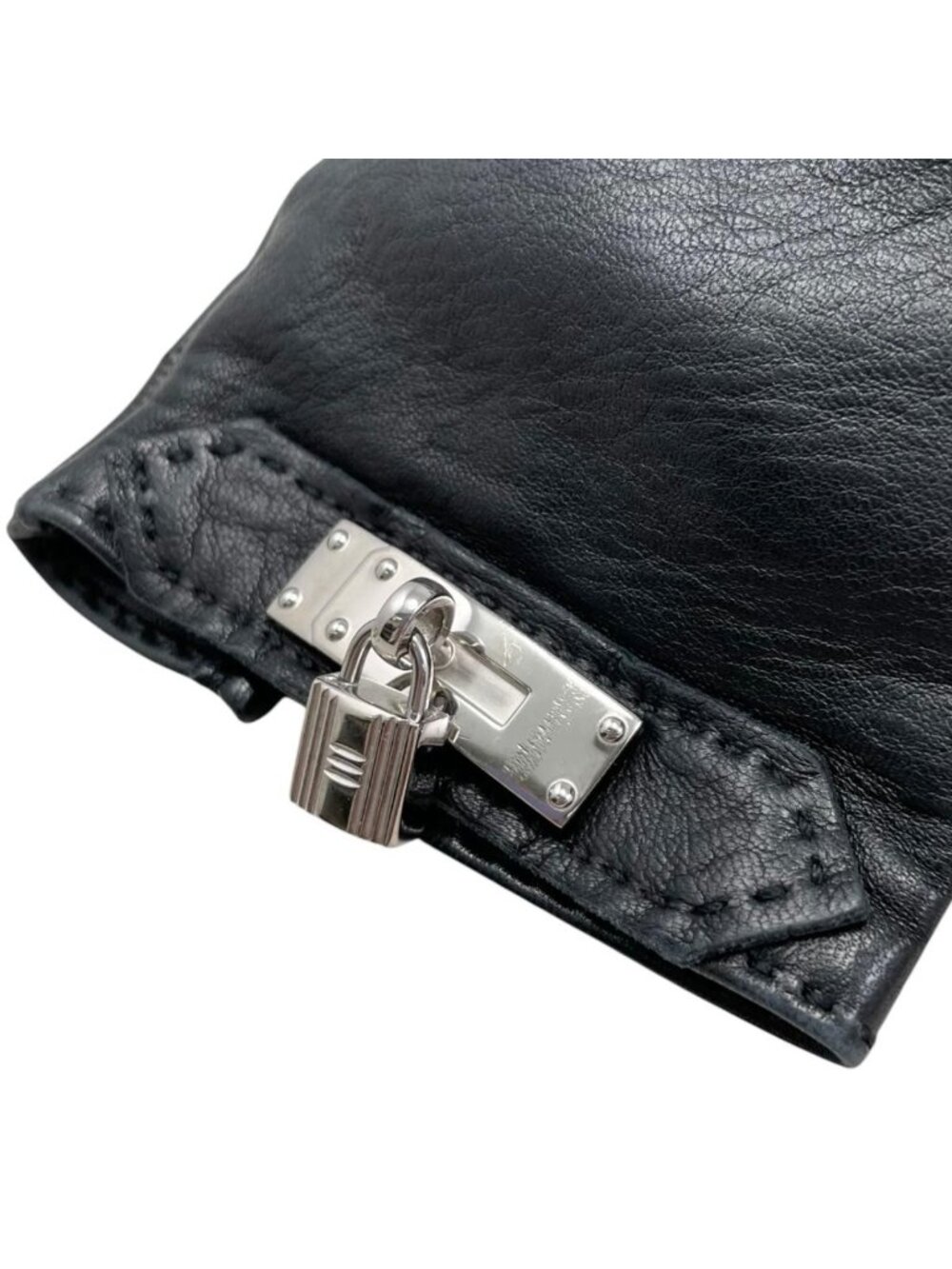 Hermes Gloves Kelly Cadena 7 Sizes Leather Black Silver - Picture 5 of 11